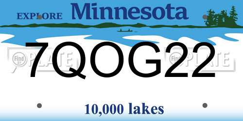 7QOG22 Minnesota License Plate
