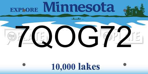 7QOG72 Minnesota License Plate