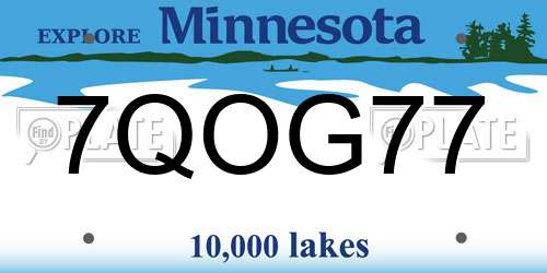 7QOG77 Minnesota License Plate