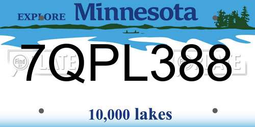 7QPL388 Minnesota License Plate