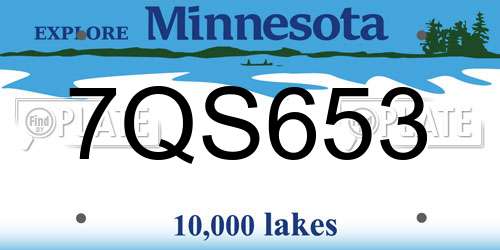 7QS653 Minnesota License Plate