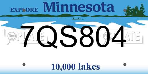 7QS804 Minnesota License Plate