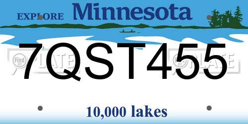 7QST455 Minnesota License Plate