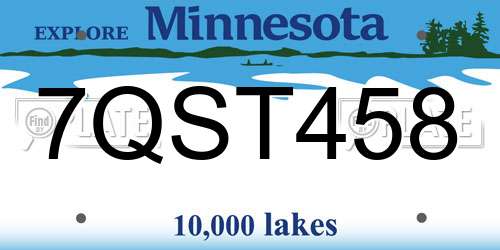 7QST458 Minnesota License Plate