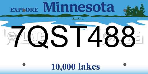 7QST488 Minnesota License Plate