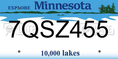 7QSZ455 Minnesota License Plate