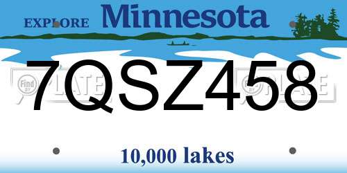 7QSZ458 Minnesota License Plate
