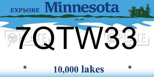 7QTW33 Minnesota License Plate