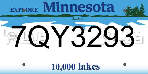 7QY3293 Minnesota License Plate