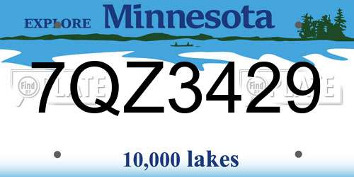 7QZ3429 Minnesota License Plate
