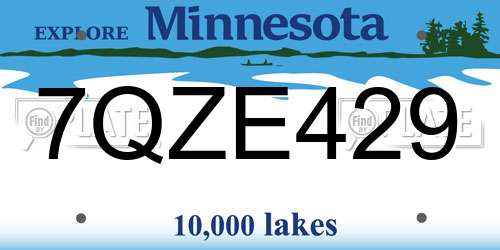 7QZE429 Minnesota License Plate