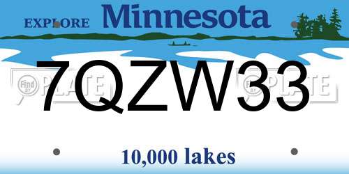 7QZW33 Minnesota License Plate
