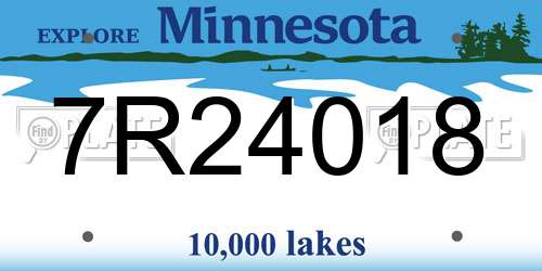 7R24018 Minnesota License Plate
