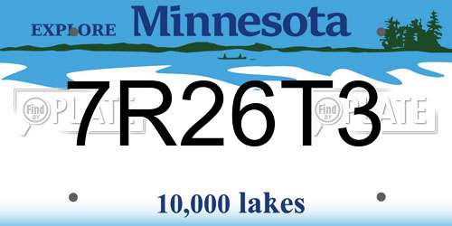 7R26T3 Minnesota License Plate
