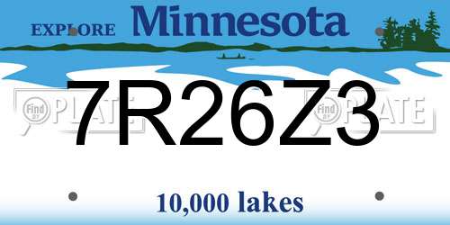 7R26Z3 Minnesota License Plate