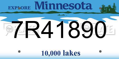 7R41890 Minnesota License Plate