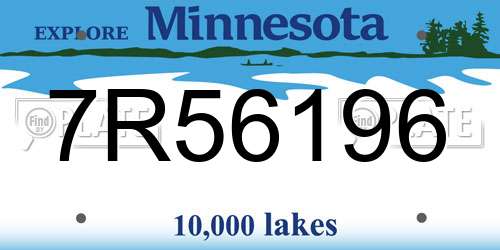 7R56196 Minnesota License Plate