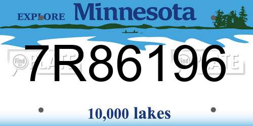 7R86196 Minnesota License Plate