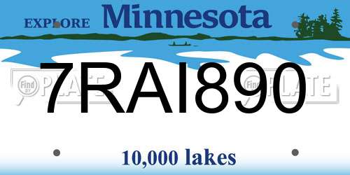 7RAI890 Minnesota License Plate