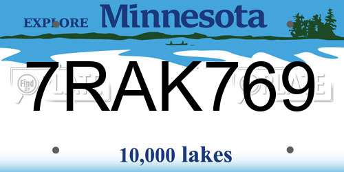 7RAK769 Minnesota License Plate