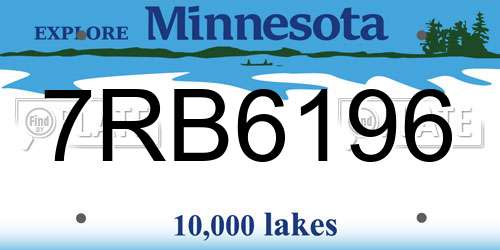 7RB6196 Minnesota License Plate