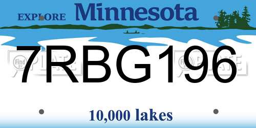 7RBG196 Minnesota License Plate