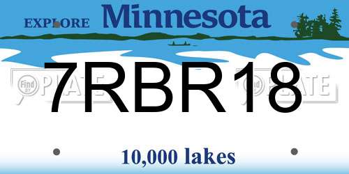 7RBR18 Minnesota License Plate