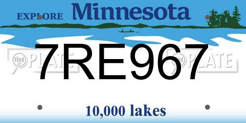 7RE967 Minnesota License Plate