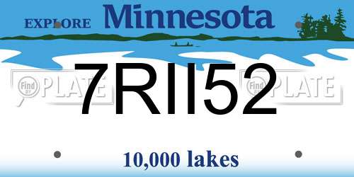 7RII52 Minnesota License Plate