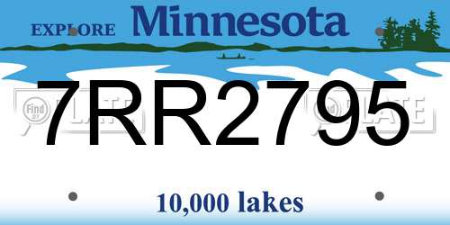 7RR2795 Minnesota License Plate