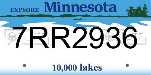 7RR2936 Minnesota License Plate