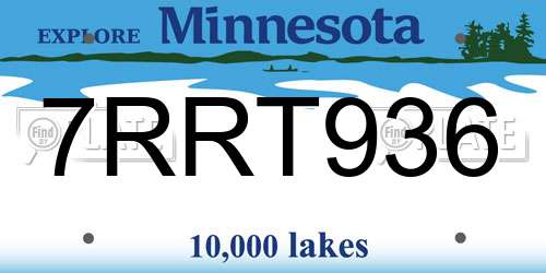 7RRT936 Minnesota License Plate