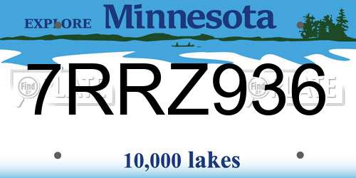 7RRZ936 Minnesota License Plate