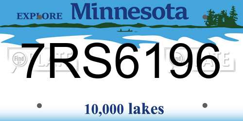 7RS6196 Minnesota License Plate