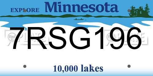 7RSG196 Minnesota License Plate