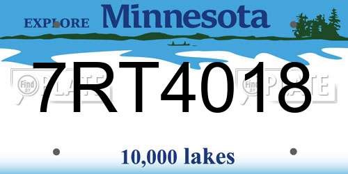 7RT4018 Minnesota License Plate