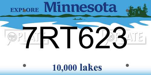 7RT623 Minnesota License Plate