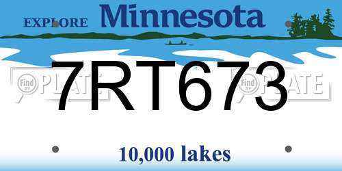 7RT673 Minnesota License Plate