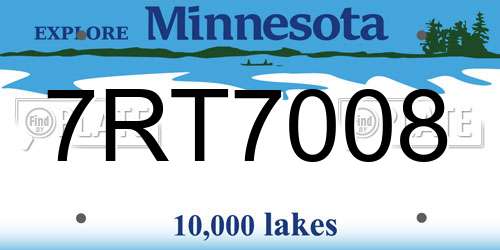 7RT7008 Minnesota License Plate