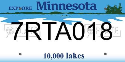 7RTA018 Minnesota License Plate