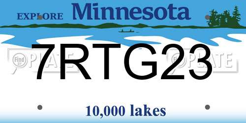 7RTG23 Minnesota License Plate