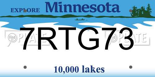 7RTG73 Minnesota License Plate