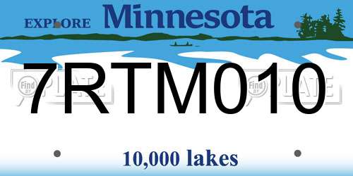 7RTM010 Minnesota License Plate