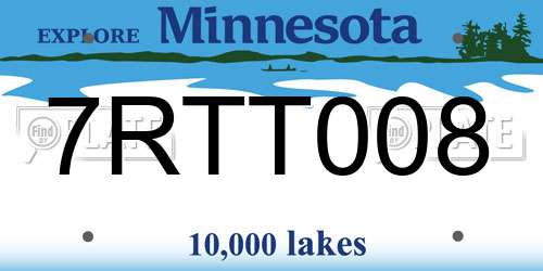 7RTT008 Minnesota License Plate