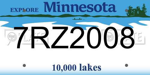 7RZ2008 Minnesota License Plate