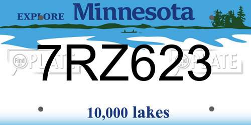 7RZ623 Minnesota License Plate