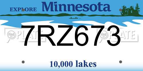 7RZ673 Minnesota License Plate