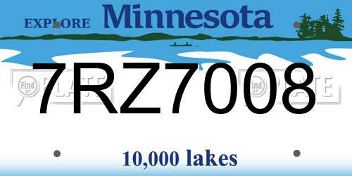 7RZ7008 Minnesota License Plate