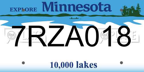 7RZA018 Minnesota License Plate