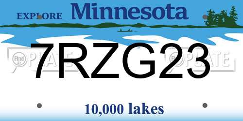 7RZG23 Minnesota License Plate